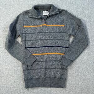 Faze 1 Quarter Zip Pullover Sweater Boys Medium 10/12 Gray Orange Knit Stripe